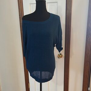 Express Women's Teal Off the Shoulder Sweater